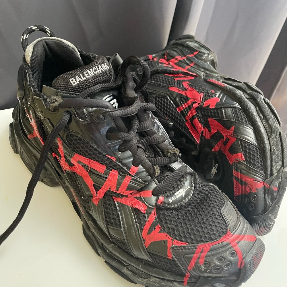 Balenciaga Runner Black and Red Sneakers